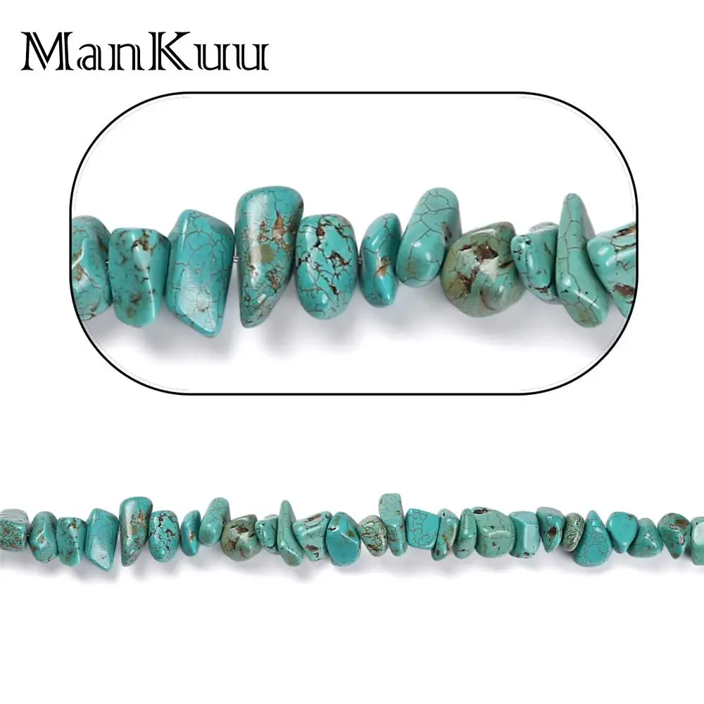 

Mankuu 5-10mm Natural Turquoises Chips Blue/Green Gravel Stone Beads For Jewelry Making Genuine Wholesale Turquoises 40cm/Strand