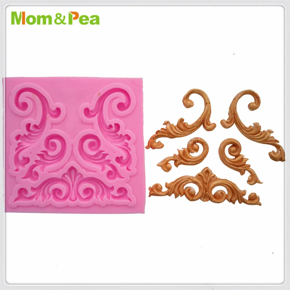 Mom&Pea MPA1767 Floral Deco Silicone Mold Sugar Paste 3D Fondant Cake Decoration