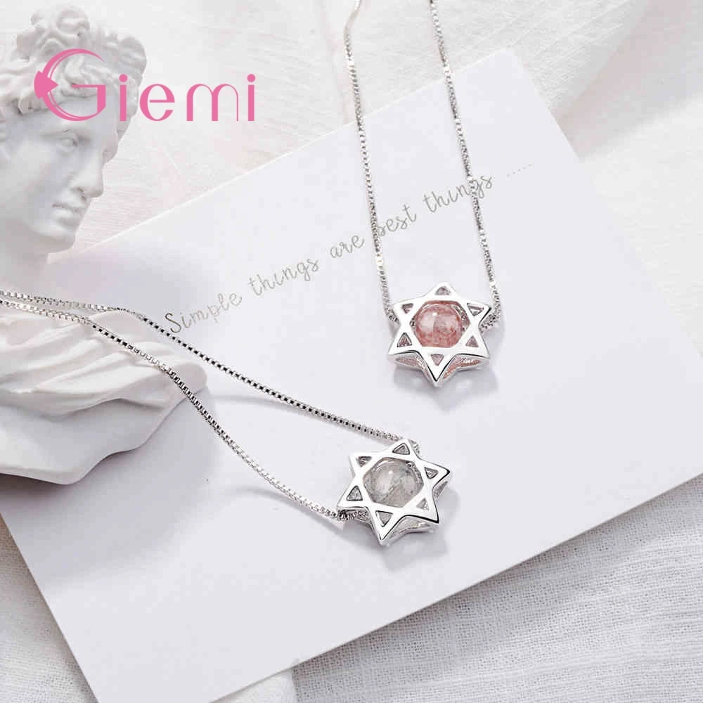 Most Popular Simple Temperament Cute Special Star 925 Sterling Silver  Beads Charm Necklace For Women Girl Ladies Gift