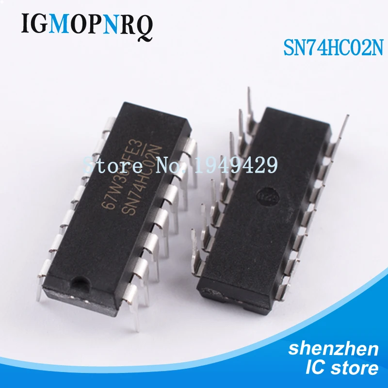 10pcs  74HC02N 74HC02 SN74HC02N SN74HC02 DIP-14 Logic Gates QUAD 2-INPUT NOR GATE new