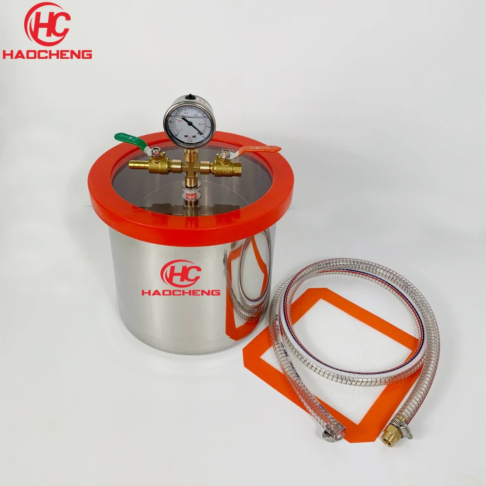 Imagem -03 - Gal 8l Kit de Câmara de Vácuo com 2.5cfm 1.4l s 220v Bomba de Vácuo 25cm 20cm de Aço Inoxidável Câmara de Desgaseificação 2