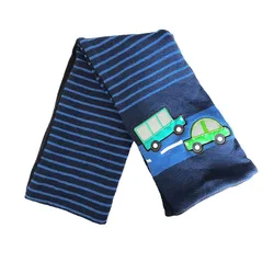 Foulard réfléchissant rayé bleu pour enfants garçons, jolie voiture imprimée, cadeau de noël et nouvel an d'hiver