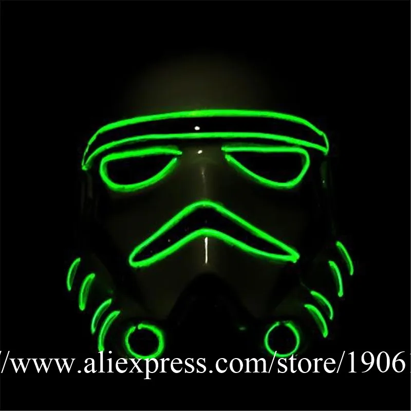 10 Designs Colorful EL Wire Luminous Party DJ Mask Led Illuminate Flashing Halloween Masquerade Death Masks 5 Pcs/Lot