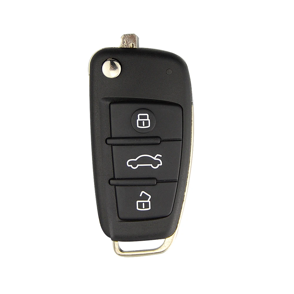 OkeyTech-3 Botão Flip Fold Shell Chave do Carro Remoto, Entrada Keyless, KD, Capa para Audi A6L, Q7, A2, A3, A4, A6, A6L, A8, TT, Sem Lâmina