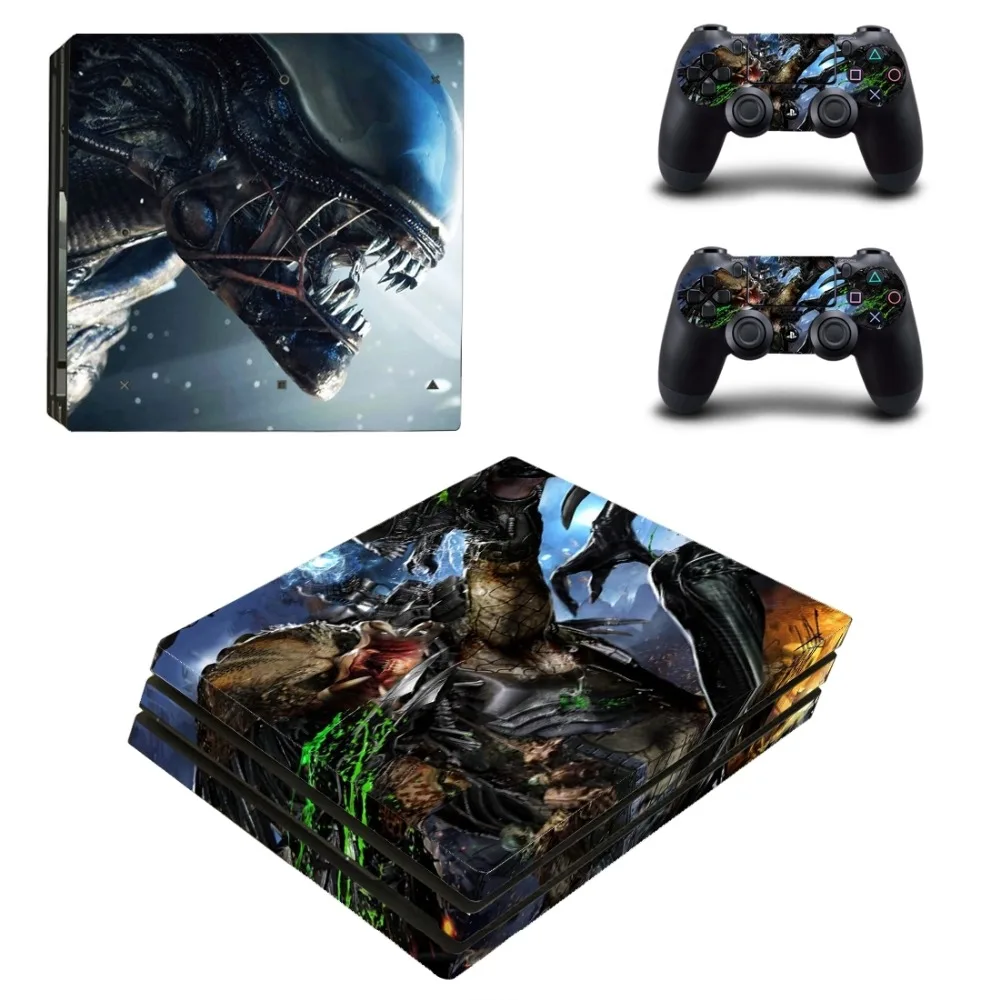 Alien Vs Predator PS4 Pro Da Miếng Dán Decal Dành Cho PlayStation 4 Và 2 Bộ Điều Khiển PS4 Pro Da Dán Vinyl
