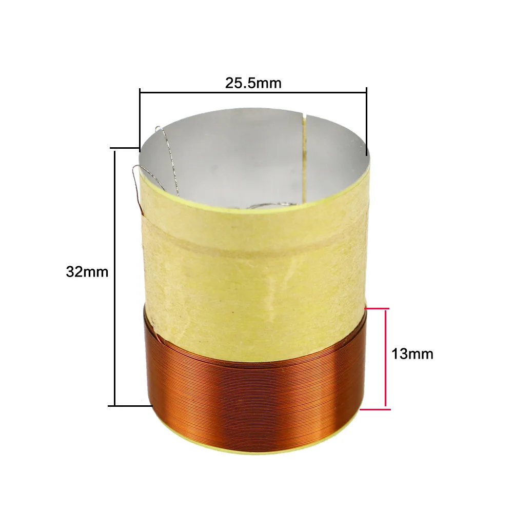GHXAMP 25.5 millimetri Contrabbasso Bobina 8ohm Woofer Altoparlanti Parti di Riparazione 25 Nucleo In Alluminio Bianco 2 Strato di Filo di Rame 2 PCS