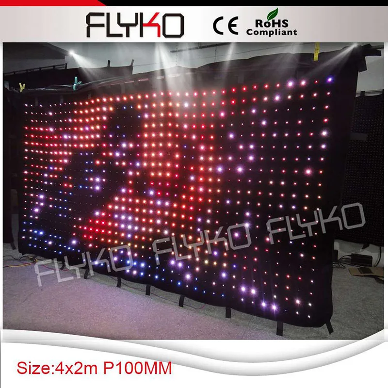 Free shipping P100 2X4M tv shows soft flexible led curtain display