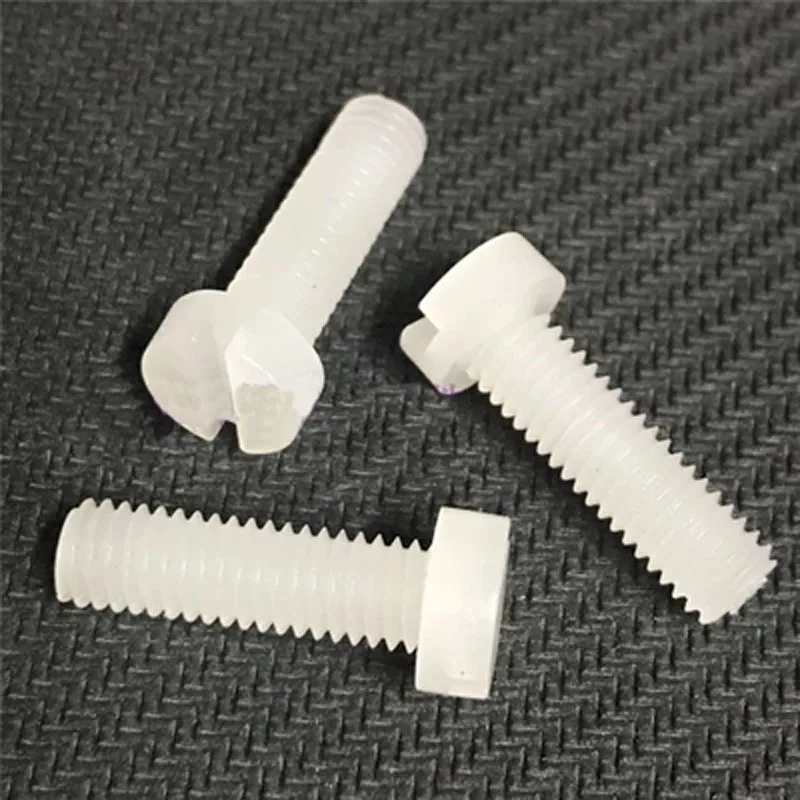 10pcs M3 PVDF One word Slotted Cylinder head preservative Strong acid resistance strong base Plastic screw 5mm-6mm Length