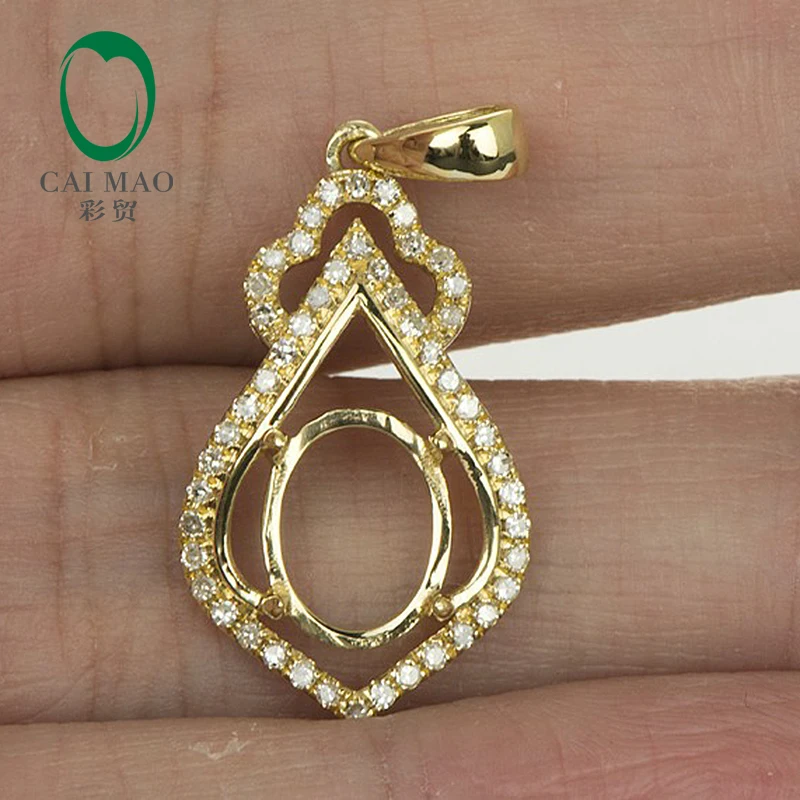 7x9mm Oval SOLID 14kt Yellow GOLD NATURAL DIAMOND SEMI MOUNT PENDANT SETTINGS