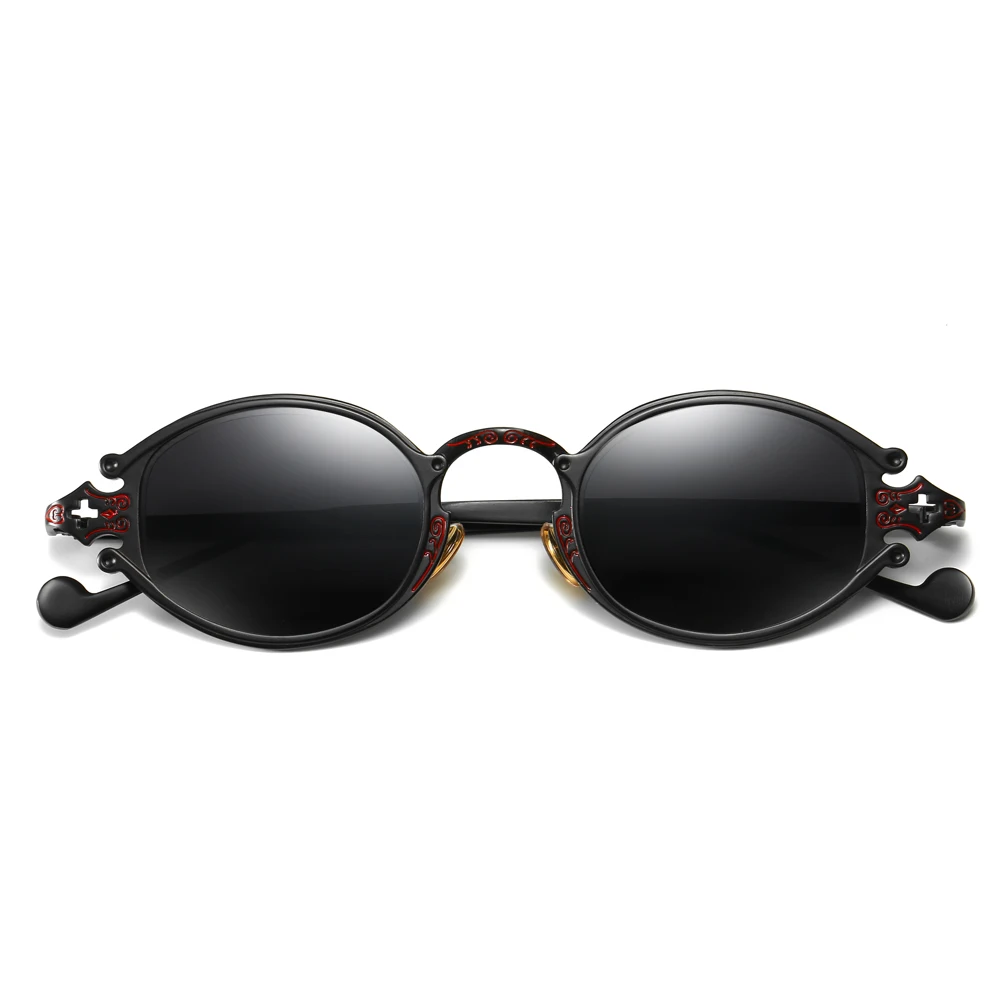 Peekaboo mens ovale occhiali da sole da uomo 2019 stile punk rosso delle donne occhiali da sole retro rotondo oro nero telaio in metallo di alta