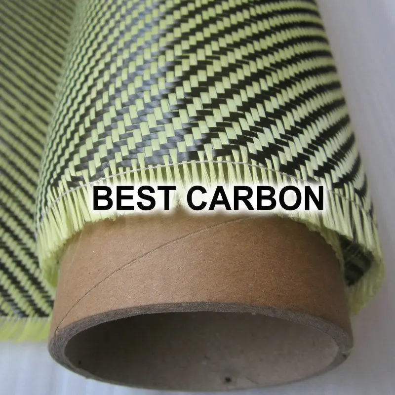 Hight quality Yellow Twill  Hybrid Carbon Fabric , Carbon-Aramid Fabric  ,Carbon-Kevlar Fabric