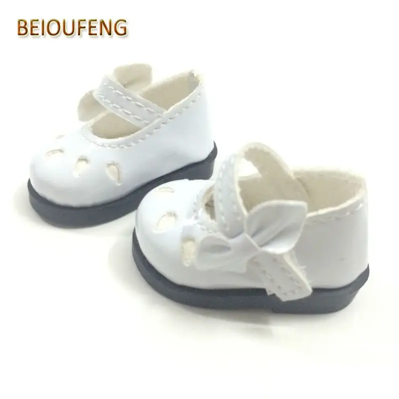 

BEIOUFENG One Pair 5CM Mini Doll Shoes for Dolls,Fashion PU Toy Boot with Bow Fashion BJD Snickers Shoes for Dolls Accessories