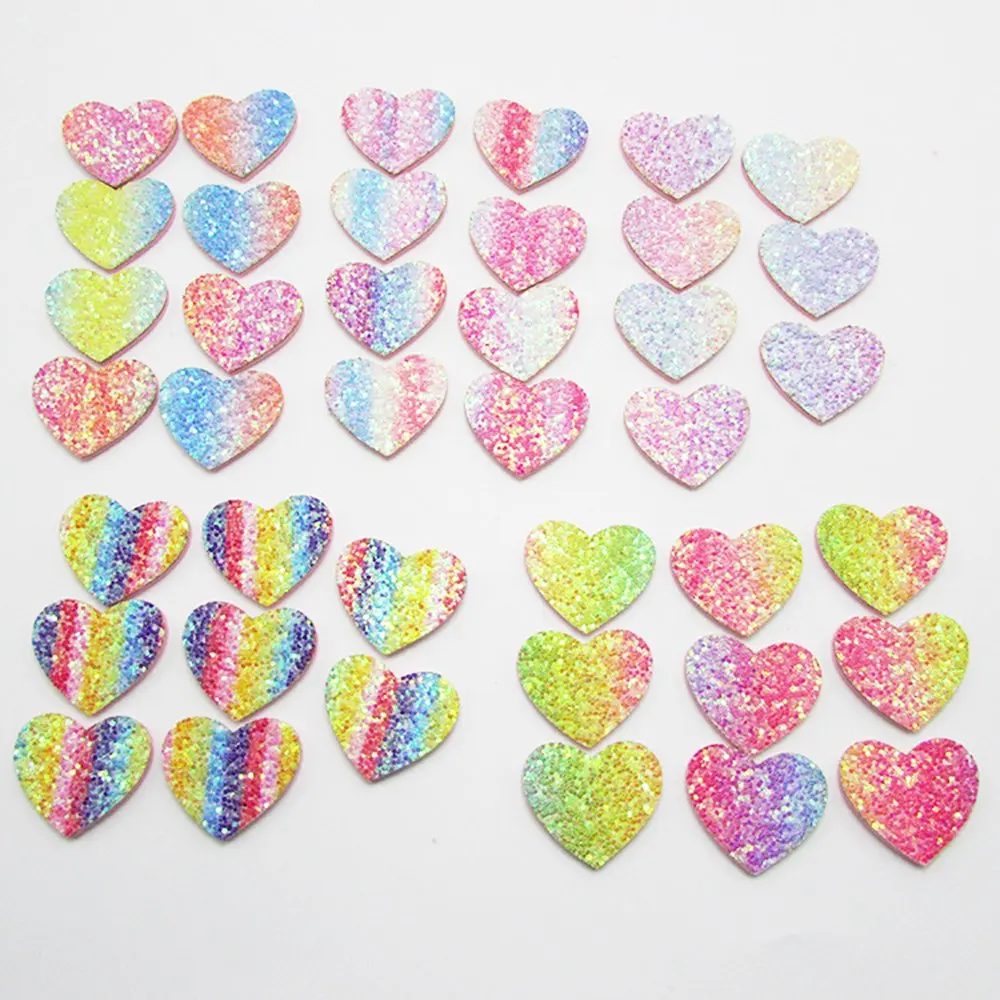 50pcs/lot  glitter Children's Hair Accessories crown Star Heart padded applique Crafts for garment accessories Decoration