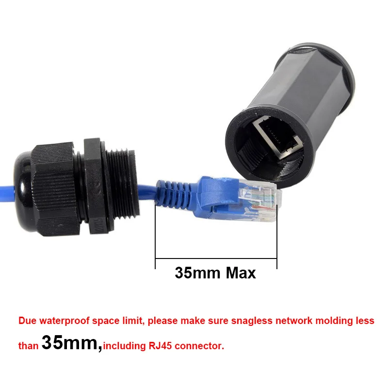 En-Labs Waterproof Protector RJ45 Lan Coupler Outdoor Install Adapter,Cat6 7 5E 8P8C RJ-45 Female Jack Inline Connector Extender