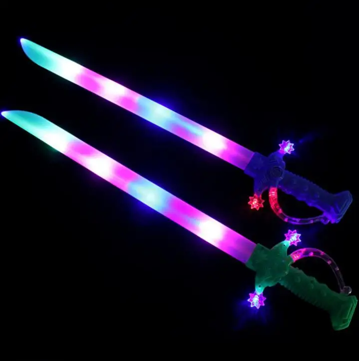 10pcs Light Up Swords Motion Activated Sound Flashing Pirate Buccaneer Sword LED Toy Glow Sticks Party Prize Lightsaber