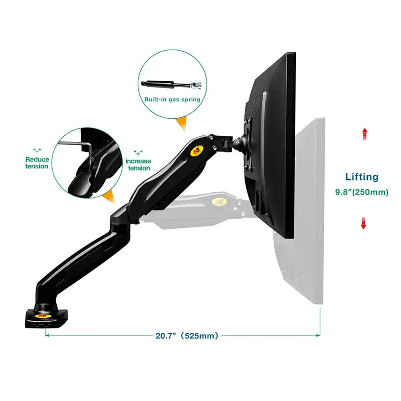 Monitor Desk Mount Stand, 17-27 