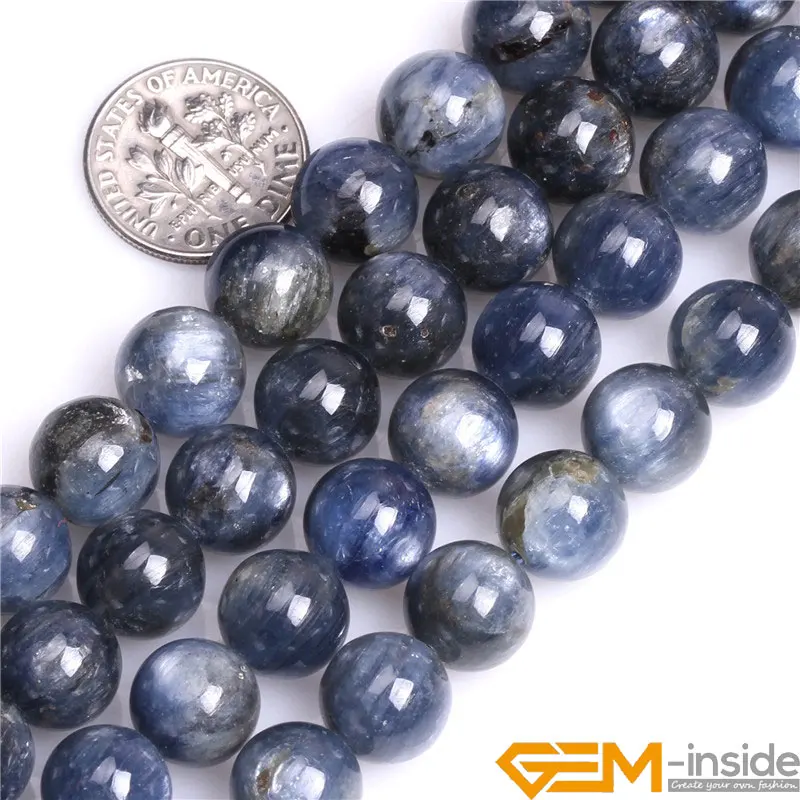 Natural Stone Round Blue Kyanite Beads For Jewelry Making Strand 15\