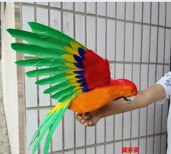 

beautiful simulation parrot toy plastic&furs colourful parrot bird doll gift about 42cm 1928