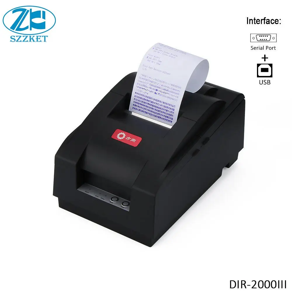 用紙幅 76mm シリアルポート + USB ポートブラックデスクトップドットマトリックスレシートプリンター、