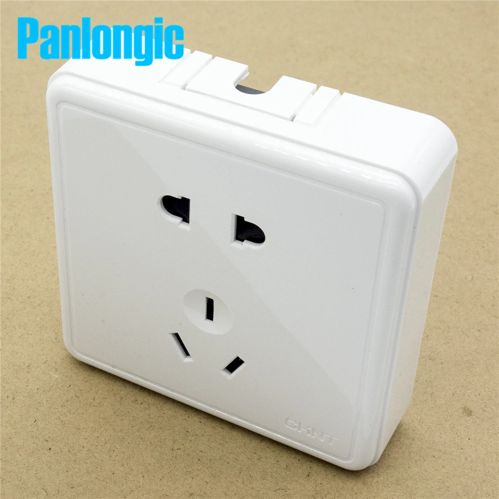 Surface Mounted Pure White 86 Type Wall Socket Panel 5-Pins Outlet Electric 10A Electrical Plugs Sockets 2 Holes And 3 Holes