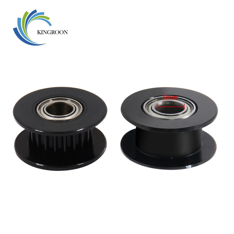 KINWords ON-Poulie de renvoi GT2 pour imprimante 3D, 2 pièces, poulie de synchronisation en aluminium, 16 20 dents, poulies noires, alésage 3mm, 5mm, largeur 6 10