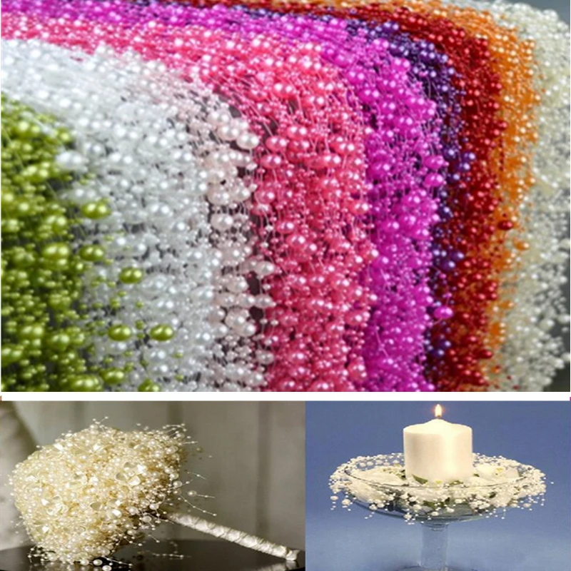 5m Garland Artificial Pearl Beads Chain Wedding Decoration Table Centerpiece Supplies Bride Bouquet  DIY Hair Accessories Flower