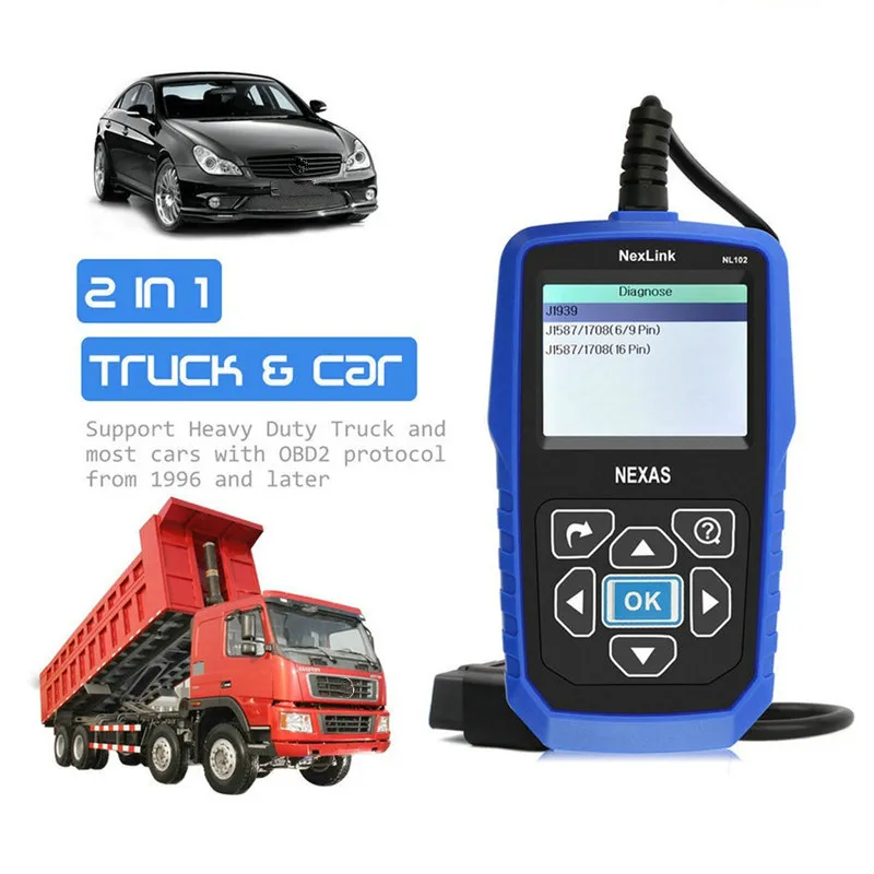 NEXAS NL102 Heavy Duty Truck Diesel Car 2 in 1 OBD2 Diagnostic Scanner Code Reader Engine Brake OBD 2 EOBD Automotive Scanner