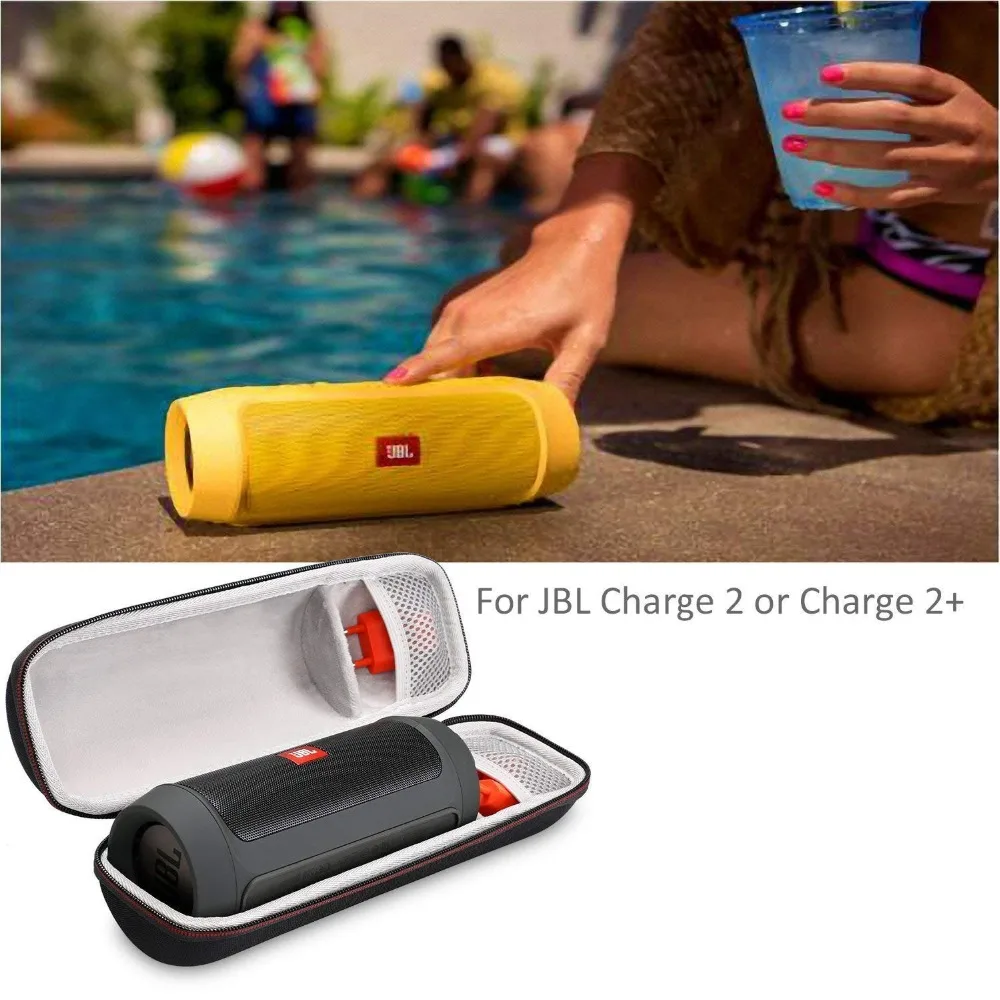Hard Case Voor Jbl Lading 2 & Charge 2 + Plus Bluetooth Speaker Met Mesh Zak Past Plug & Kabels. Past Usb Kabel En Accessoires