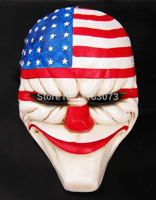 Payday 2 Dallas US National Flag Masquerade Cosplay Mask Heist joker Clown Costume Adult Head Robber Cosplay Funny Resin Masks