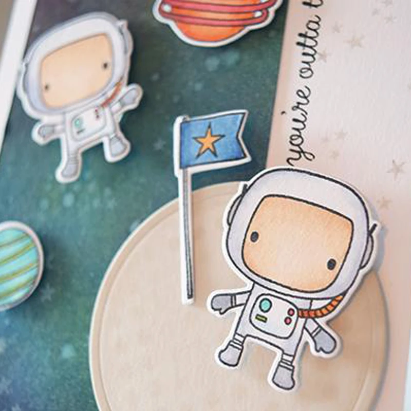 AstronsomIn Space-Ensemble de tampons en silicone transparent, scrapbooking bricolage, cartes d'album photo, tampon transparent décoratif exécutif, 4x6