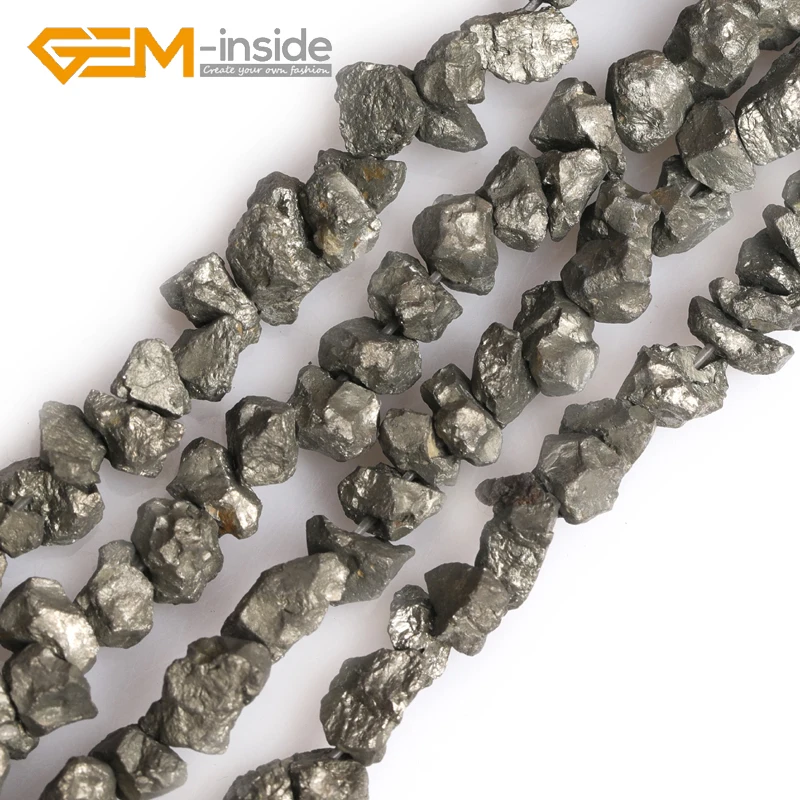 Natural Gray Pyrite Stone Freefrom Shape Strand Loose Beads For Bracelet Making DIY Strand 15 inches Wholesale