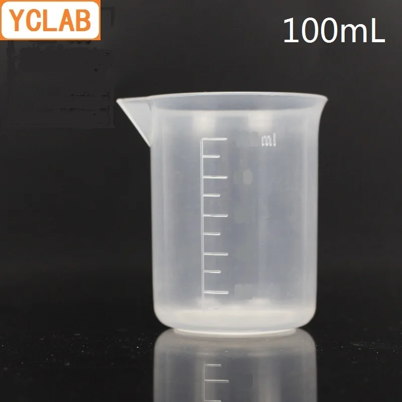 YCLAB 100mL Beaker PP Plastic Low Form with Graduation and Spout Polypropylene Laboratory Chemistry Equipment