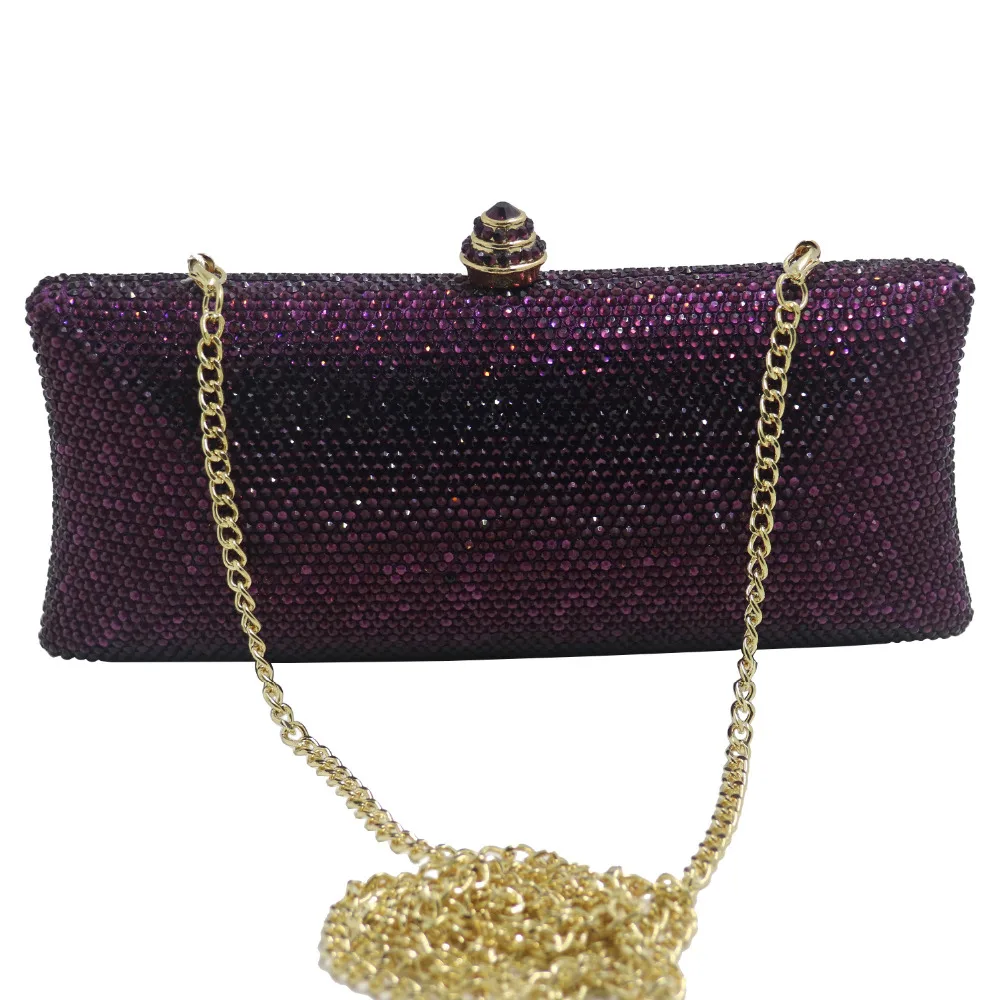 Imagem -05 - Elegante Caixa de Cristal Roxo Bolsa de Embreagem e Bolsas Strass Bolsas de Noite