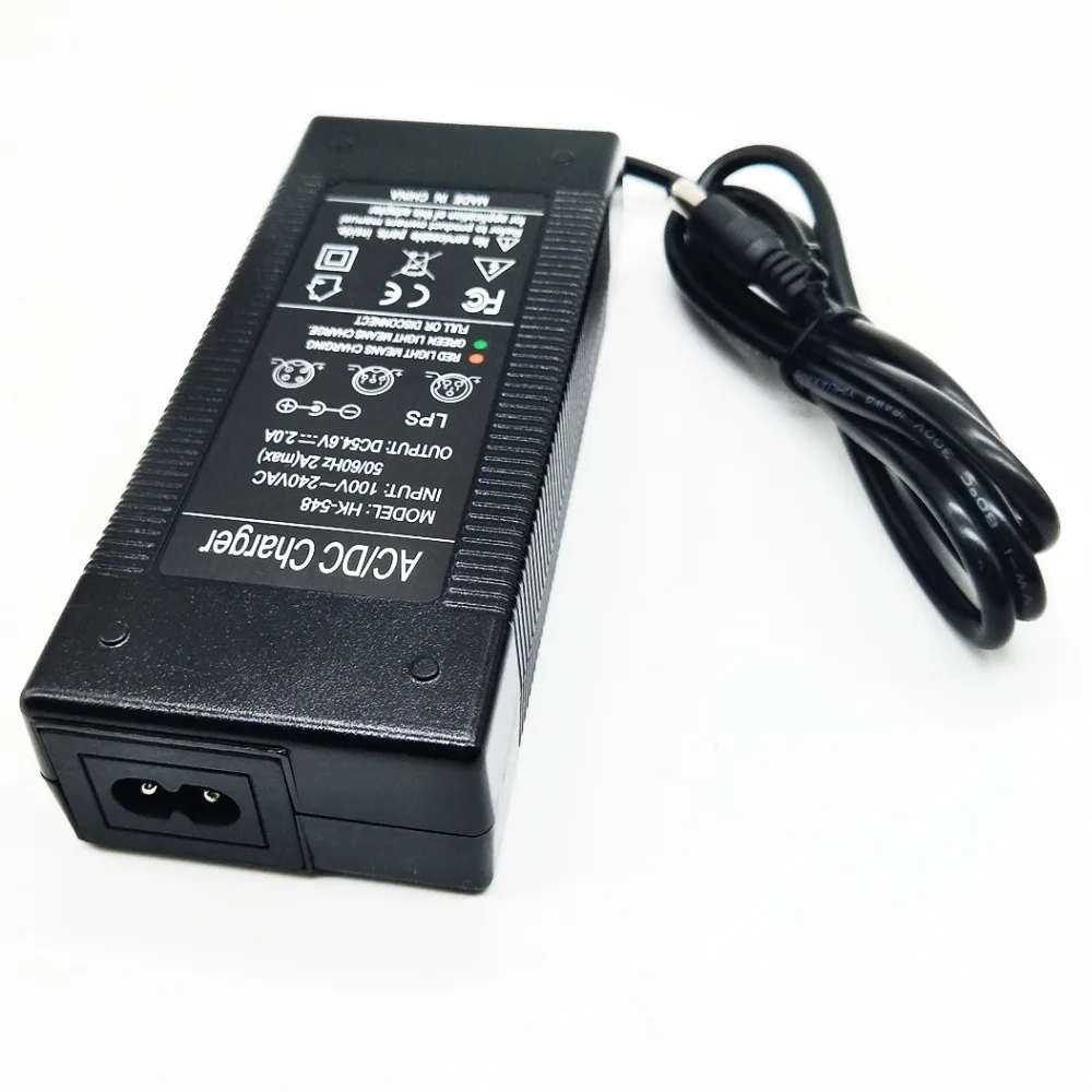 Liitokala 54.6V 2A Charger 13S 48V Li-ion Battery Pack Output DC 5.5*2.1MM 48V Lithium Polymer