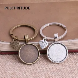 5 pcs/lot Metal Antique Bronze Heart Charm Fit round 20mm Cabochon Set Key Chain Jewelry Making Diy