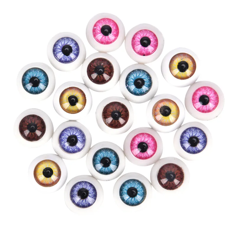 10pcs(5pairs) 12mm Doll Eyeballs Half Round Acrylic Eyes for DIY Doll Bear Crafts Mix Color Plastic Doll EyeBall Doll Toy Parts