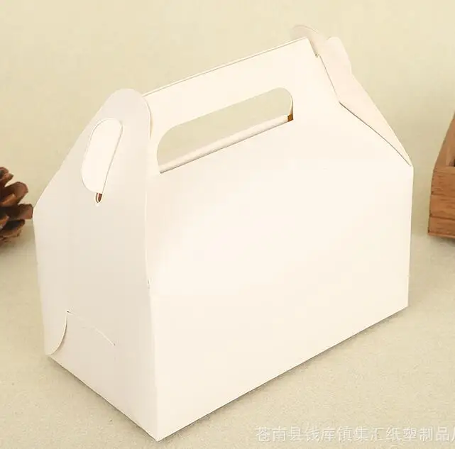 wholesale Brown Packaging Kraft Paper Mousse Box with Handle For Candy Cake Dessert Packing boxes