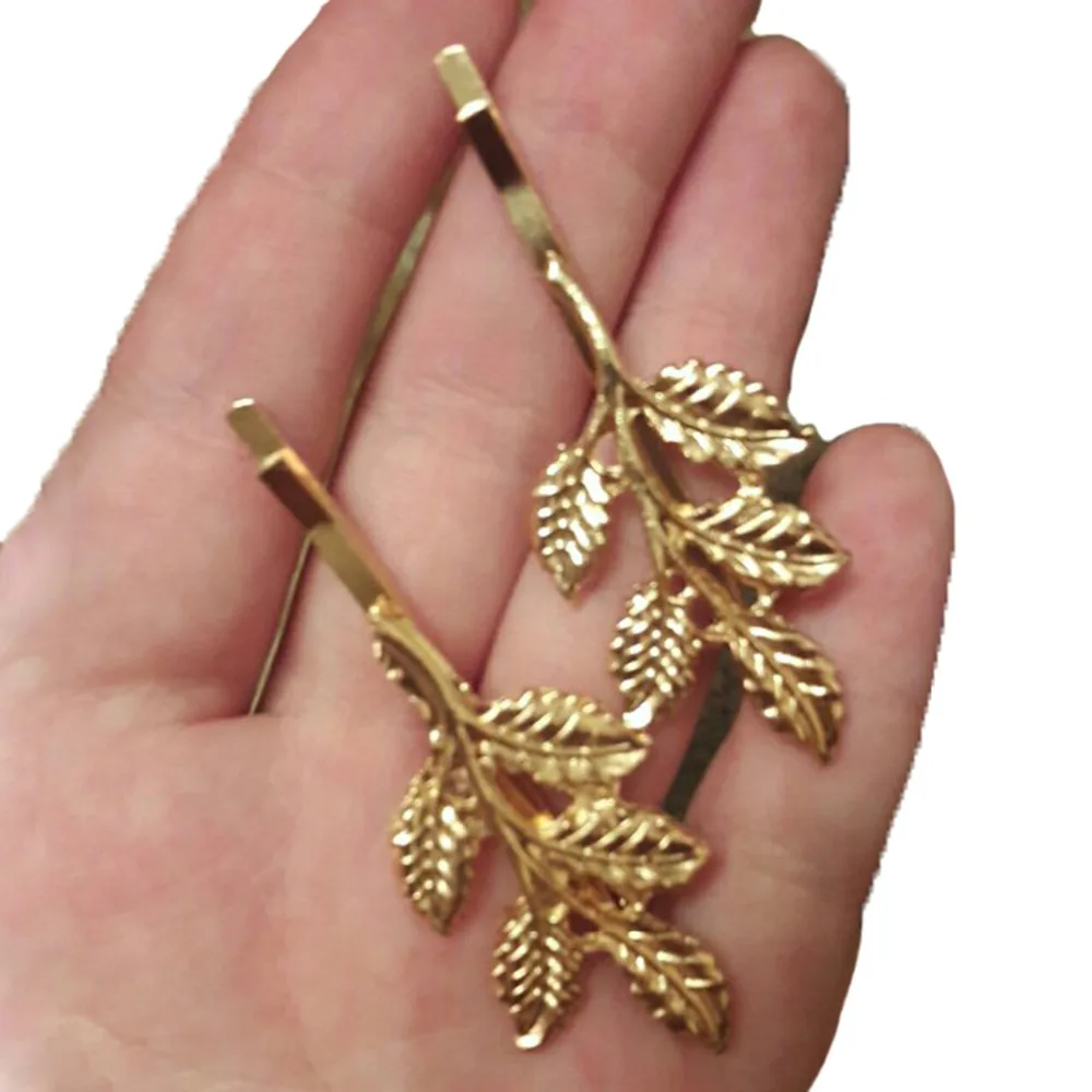 Fashion Lovely Leaves Golden Metal Punk Hairpin Hair Clip Xmas Gift Star Hair Clips For Women Haar Accessoires