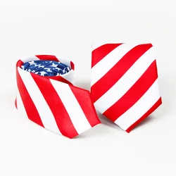 Brand new Artificial Silk Star Striped American Flag Mens Necktie For Man Wedding Performance Tie For Business Party Ties 8cm