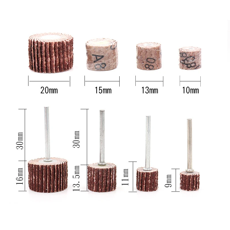 10pcs 10/12/15/20mm 80-600 Grit Sandpaper Sanding Flap Disc Grinding Sanding Flap Wheels Brush Sand Rotary Tool Accessories