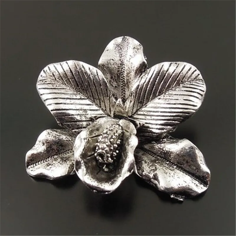 6pcs/pack Wholesale Alloy Silver Color Tone Orchid Pendant Apricot Flower Shaped Charm Pendants Craft DIY Findings