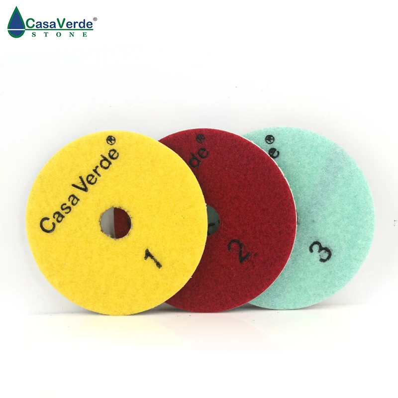 DC-AWS3PP02 D100mm flexible dry and wet diamond 4 inch 3 step polishing pads for granite and marble