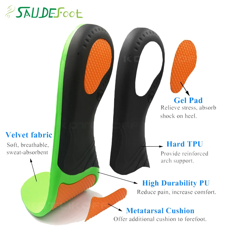 PU Material Orthotic Insoles For Flat Feet Arch Support shoe Inserts Orthopedic Shoes Sole Insoles Running Breathable shoe pads