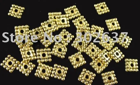 FREE SHIPPING 1500pcs Antiqued gold beaded square spacer beads A1422G