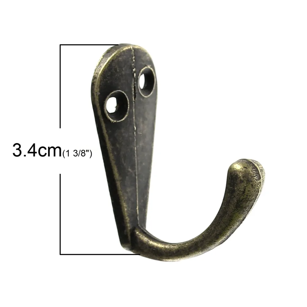 Wall Hooks,Apartments Hook Bronze Tone With 2 Holes,3.4cm x1.4cm,1000pcs