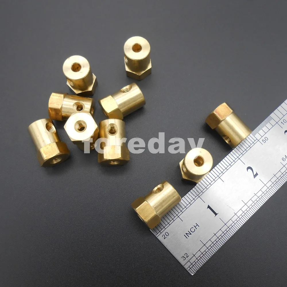 Motor de eje de rueda de latón de 5 piezas y 4MM, Hexagonal, longitud Total 18mm, acoplador de acoplamiento M4 de 12MM + 2 llaves inglesas * FD250X5 + 2