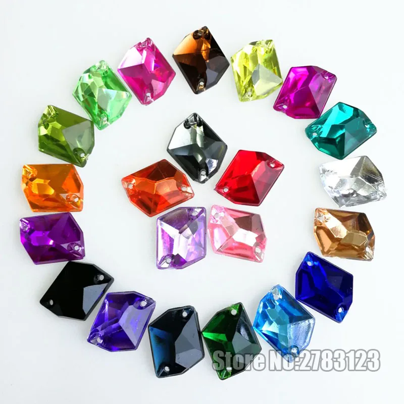 

50pcs 14x17mm 17x22mm Ice shape High quality Acryl sew on rhinestones with two holes,diy/clothing accessories