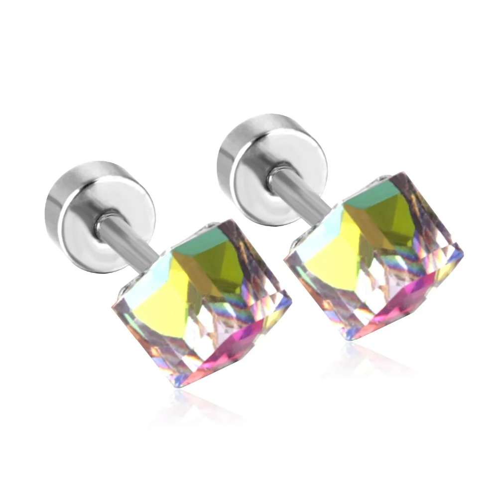 LUXUKISSKIDS Original Crystal Earrings Stud Stainless Steel Screw Pack For Women/Men Korean Fashion Jewelry Festival Earings