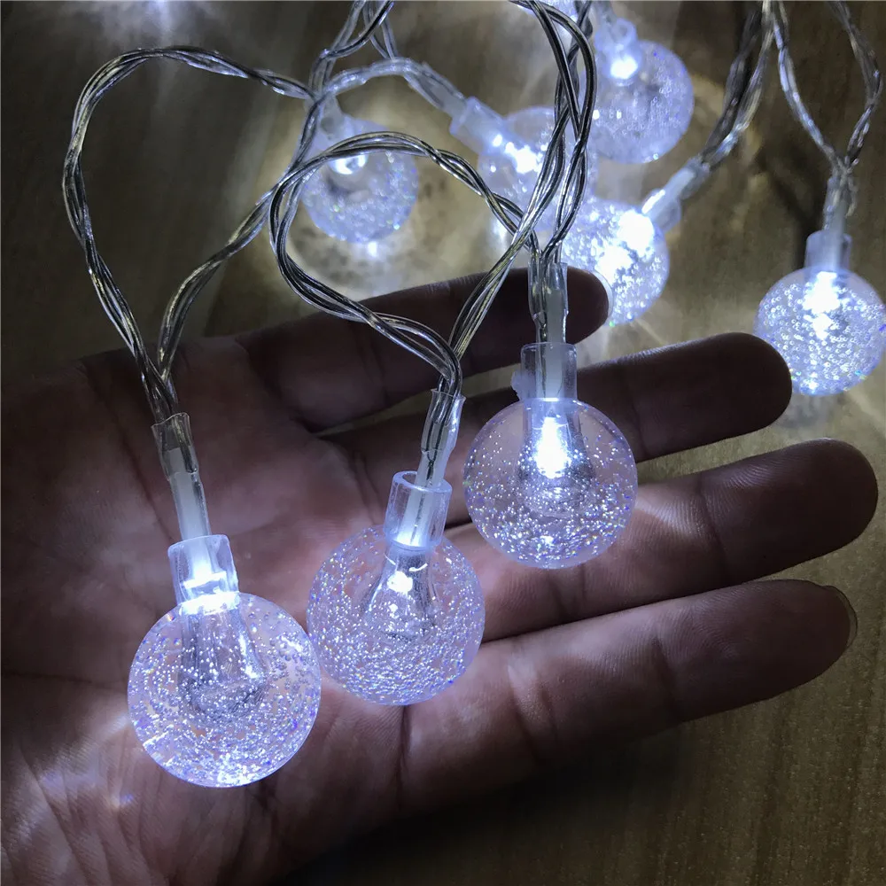 3M 6M Globe Festoon Ball LED String Light Warm White Fairy Holiday For Party Christmas Wedding Decoration AA Battery Operated