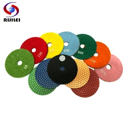 RIJILEI 7PCS/Set 4 Inch Flexible Wet Polishing Pads 100mm Diamond Polishing Pads For Granite Marble Stone Grinding Disc 4DS1